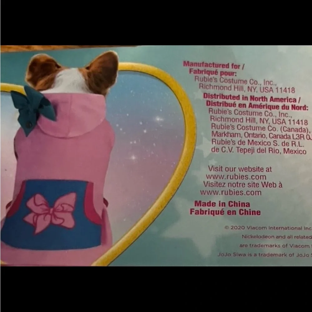 NWT - nickolodeon jojo siwa hooded pet costume medium